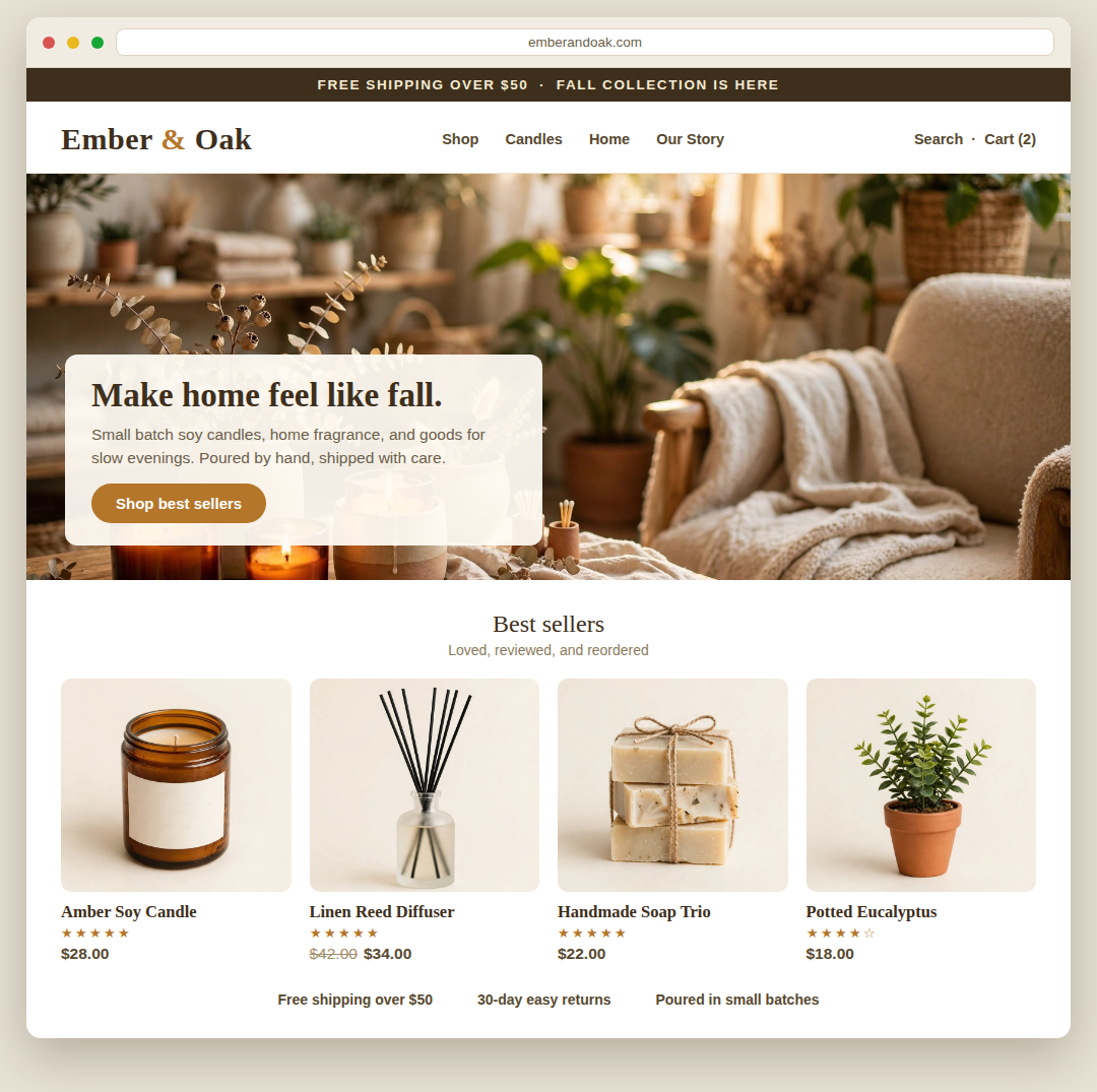 Sample Shopify store built by BusinessWorks 360