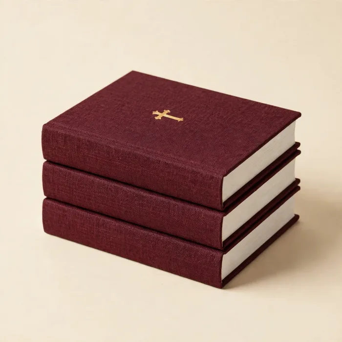 Clothbound hardcover of the sermon book with a gold cross on the cover